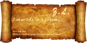 Zakariás Liliom névjegykártya